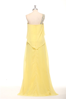 One Straps Yellow Chiffon High Low Graduation Dress For College 
