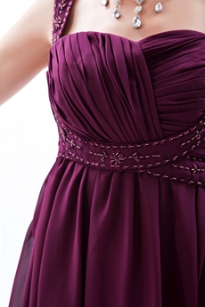 Double Straps A-line Knee Length Grape Colored Homecoming Dress 