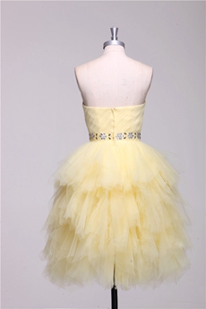 Pretty Multi Layered Pale Yellow Sweet Sixteen Dress Short Length