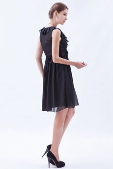 V-Neckline Mini Length Black Chiffon Homecoming Dress 