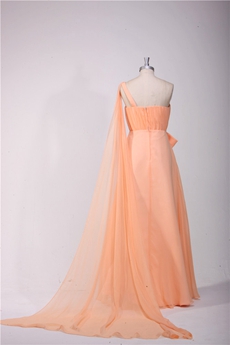 Stunning One Shoulder A-line Coral Evening Dress With Ribbons 