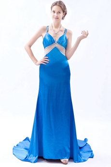 Desirable Crossed Straps Back A-line Turquoise Informal Evening Dress 