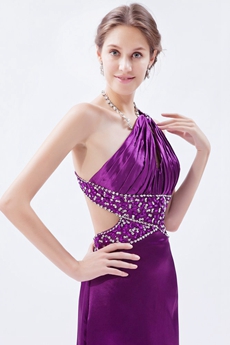 Hot One Shoulder Satin Regency Colored Evening Dress 