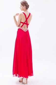 Sexy Crossed Straps Back Ankle Length Informal Evening Dress 