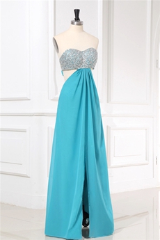 Sexy Sweetheart Open Back Blue Informal Evening Gown 