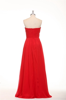 Strapless A-line Red Chiffon Long Prom Dress 