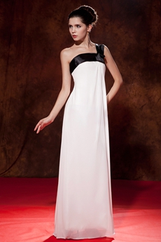 Simple One Shoulder White And Black Maternity Prom Dress 