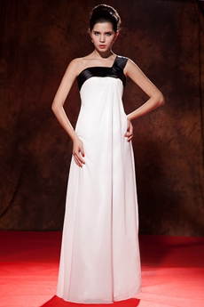 Simple One Shoulder White And Black Maternity Prom Dress 