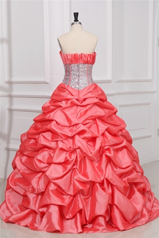 Charming Coral Strapless Ball Gown Sweet 15 Dresses 