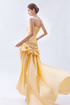 Strapless Yellow Taffeta High Low Prom Dress 