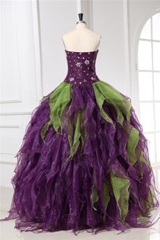 Unique Colorful Purple And Green Quinceanera Dresses