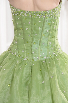 Beautiful Olive Halter Quince Gown Dress With Great Handwork 