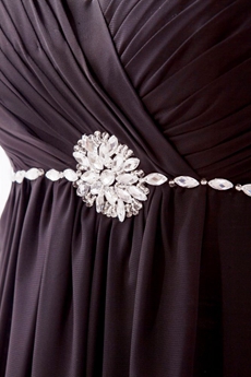Graceful Empire Full Length Black Chiffon Evening Dress For Pregnancy Women 