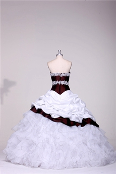 Brilliant Strapless Sweetheart White and Burgundy Quinceanera Dresses