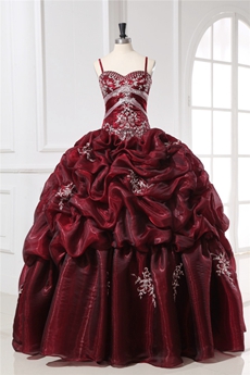 Exquisite Spaghetti Straps Burgundy Masquerade Dresses for Quinceanera