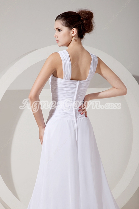 Special Scoop Neckline White Chiffon Summer Wedding Dress Cut Out Bodice 