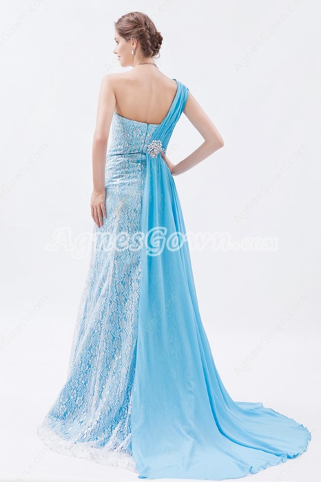 Charming One Straps A-line Chiffon And Lace Celebrity Dress 