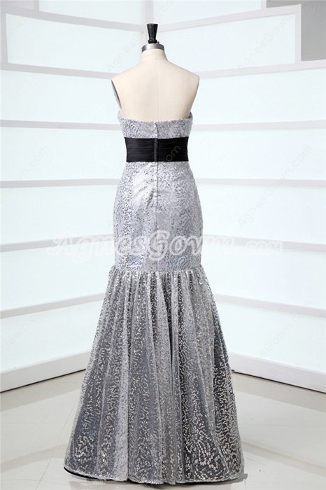 Stunning Silver and Black Sequined Mermaid Celebrity Dresses 