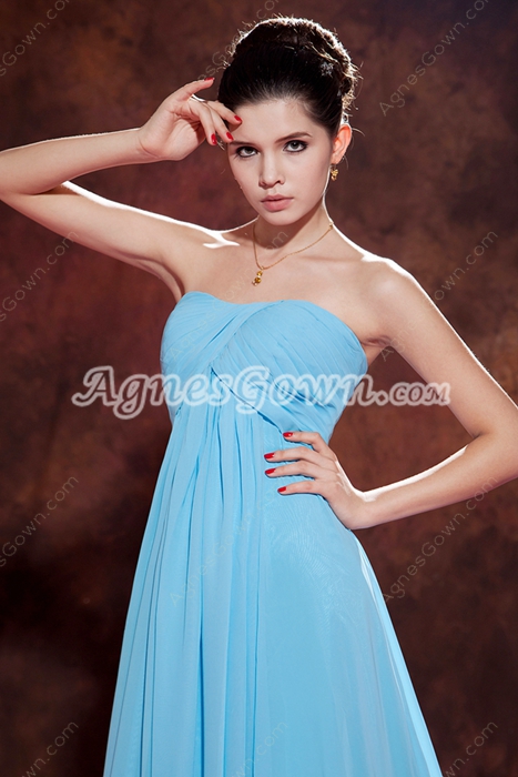Noble Empire Full Length Blue Chiffon Matenrity Prom Gown 2016