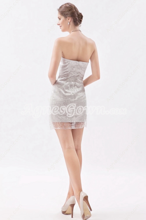 Sheath Mini Length Silver Sequins Cocktail Dress