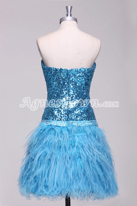 Sequin & Feather Blue Cocktail Dress 