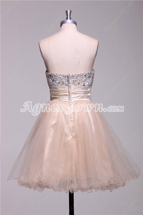 Lovely Sweetheart Short Length Champagne Damas Dress With Great Handwork 