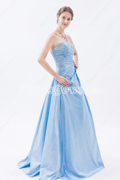 Dazzling Strapless Light Sky Blue Taffeta Princess Sweet Fifteen Dress 