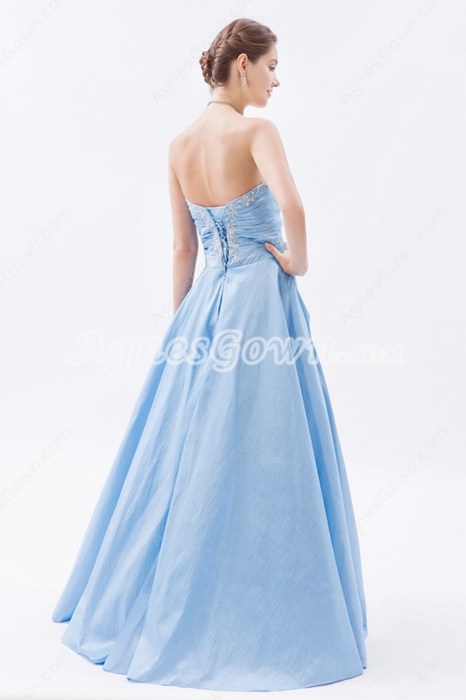 Dazzling Strapless Light Sky Blue Taffeta Princess Sweet Fifteen Dress 