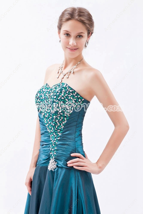 Special Sweetheart Puffy Full Length Taffeta Teal Colored Princess Quinceanera Dress 