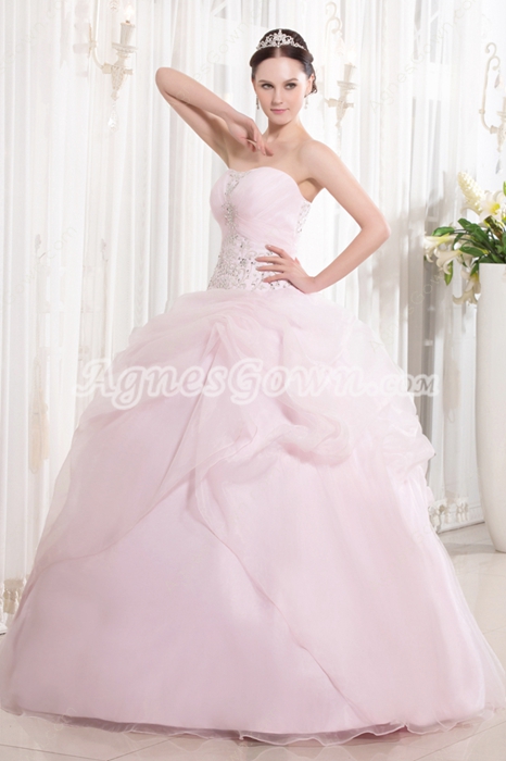Dreamed Sweetheart Neckline Ball Gown Light Pink Quinceanera Dresses With Embroidery 