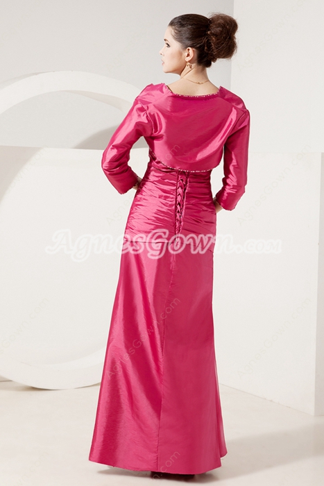 Charming Sweetheart A-line Fuchsia Taffeta Mother Of The Bride Dress With Jacket 
