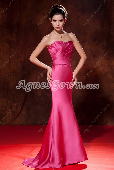Wonderful Sweetheart A-line Fuchsia Prom Dress With Ruched Bodice 