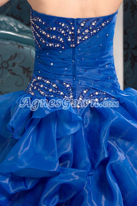 Magical Strapless Ball Gown Floor Length Royal Blue Quinceanera Dresses With Rosette 
