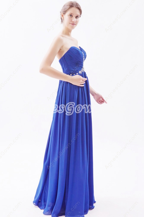 Stylish Sweetheart Chiffon Royal Blue Plus Size Prom Dress 