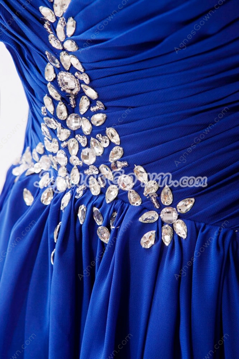 Stylish Sweetheart Chiffon Royal Blue Plus Size Prom Dress 