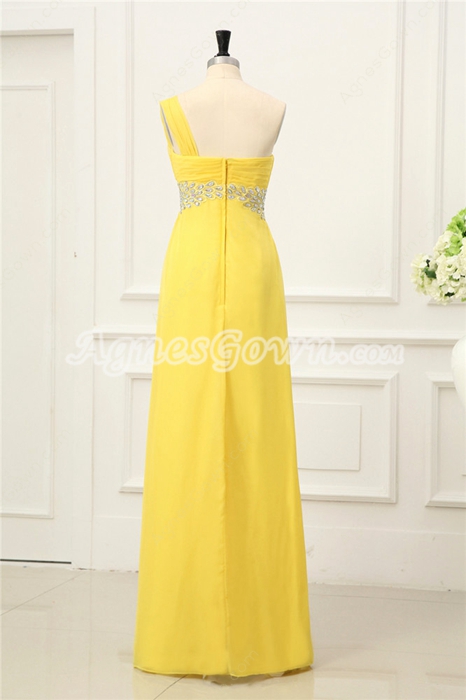 Pretty One Shoulder A-line Daffodil Chiffon Bridesmaid Dress 