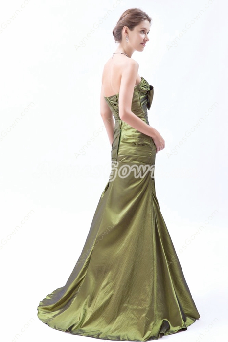 Sweetheart A-line Taffeta Green Prom Dress With Corset Back 
