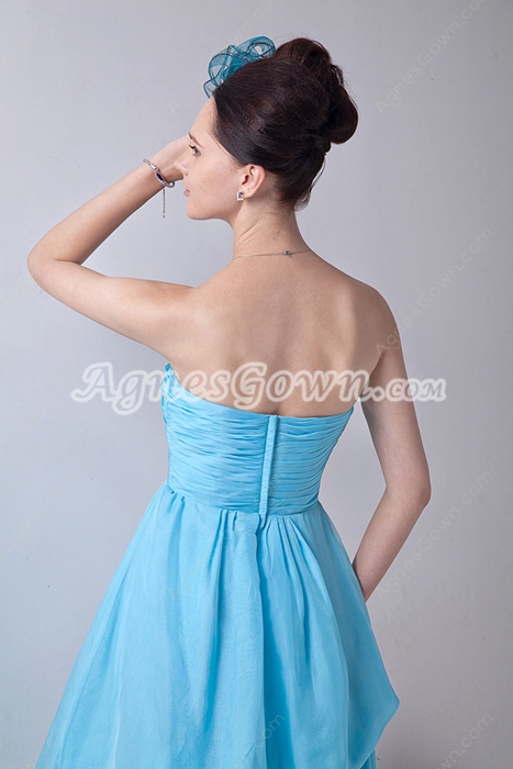Lovely Sweetheart Chiffon Blue High Low Prom Dress 