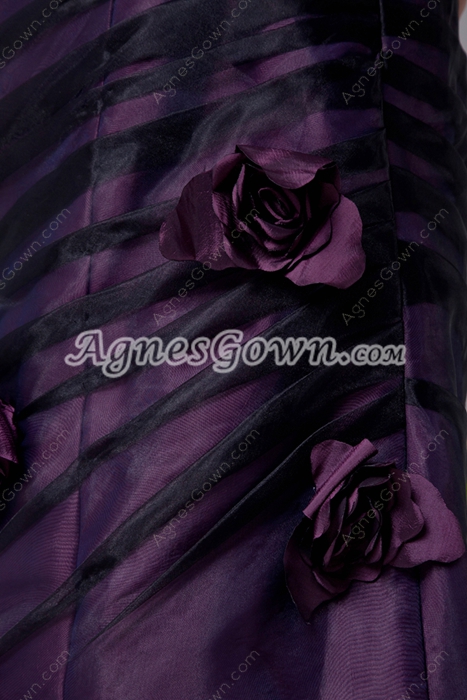 Black & Purple Mini Length Junior Graduation Dress 