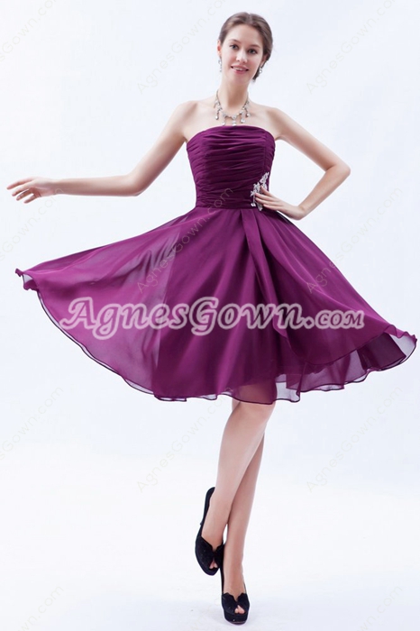 Simple Knee Length Grape Colored Junior Bridesmaid Dress 
