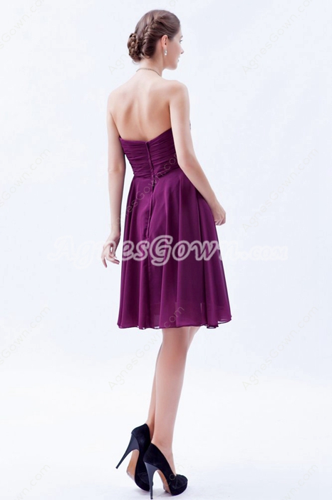 Simple Knee Length Grape Colored Junior Bridesmaid Dress 