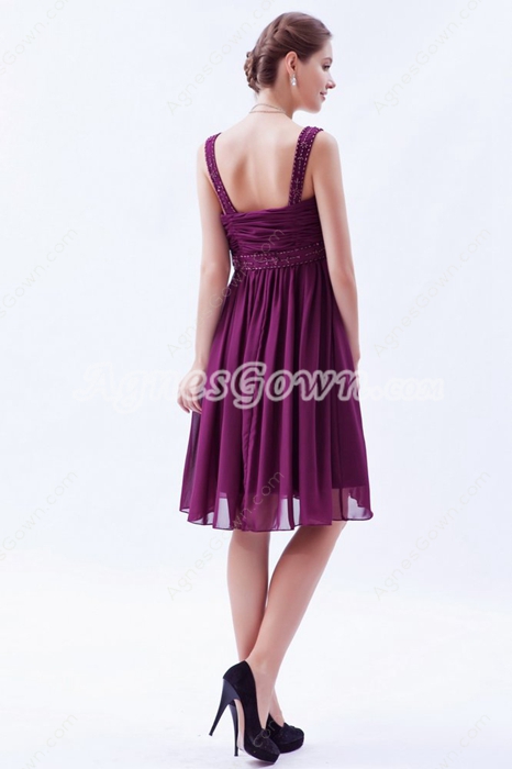 Double Straps A-line Knee Length Grape Colored Homecoming Dress 