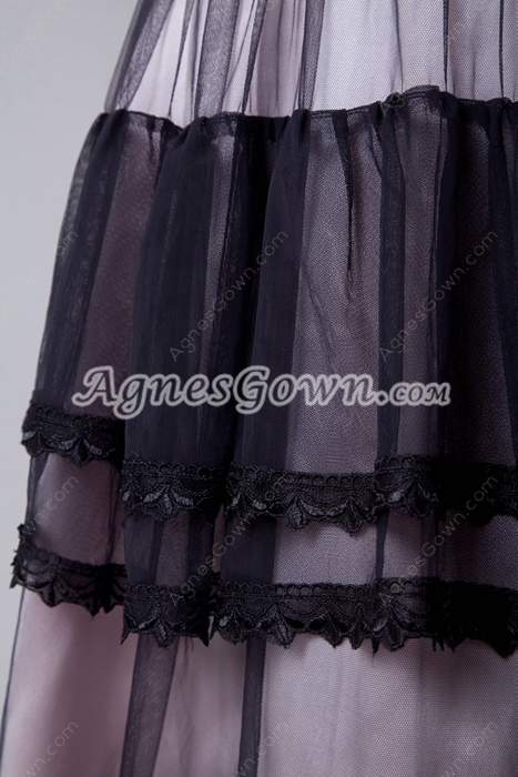Affordable Tea Length Black & White Tulle Prom Dress For Juniors 