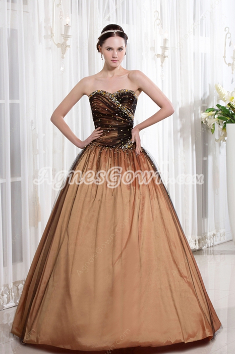 Modest Multi-Colored Sweetheart Black & Coral Sweet 15 Dress 