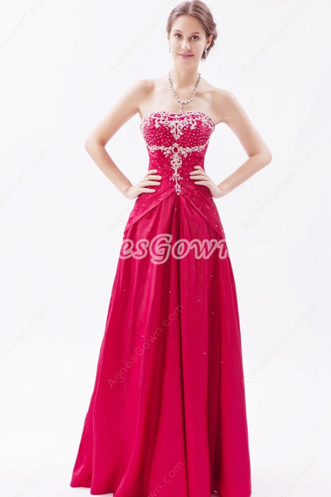 lace Up Back Magenta Satin Prom Dress With Great Handwork 