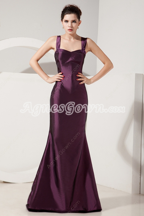 Charming Straps Sheath Floor Length Grape Colored Mother Of The Bride Dress With Jacket 