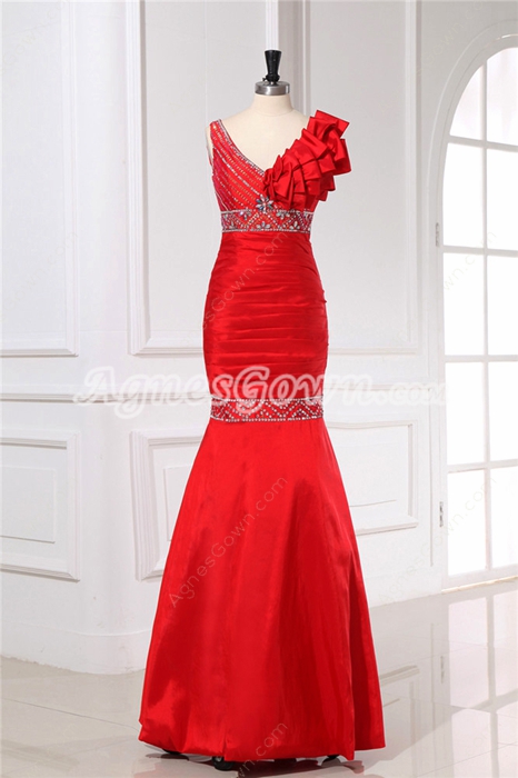 V-Neckline Trumpet/Mermaid Red Evening Dress 