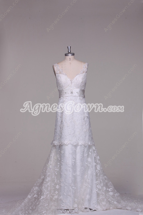 Gracian Lace Wedding Dress V-Back 