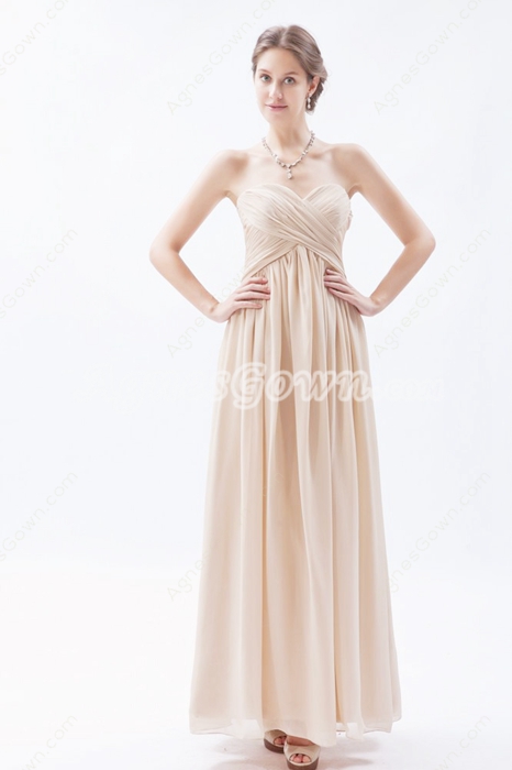 Simple Ankle Length Champagne Graduation Dress For High School 