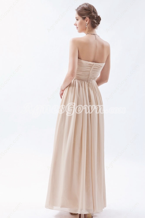 Simple Ankle Length Champagne Graduation Dress For High School 